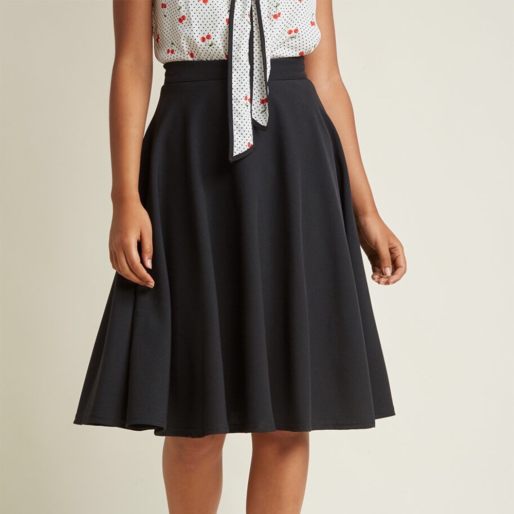 ModCloth RockSteady High Waist A-Line Skirt: Black
